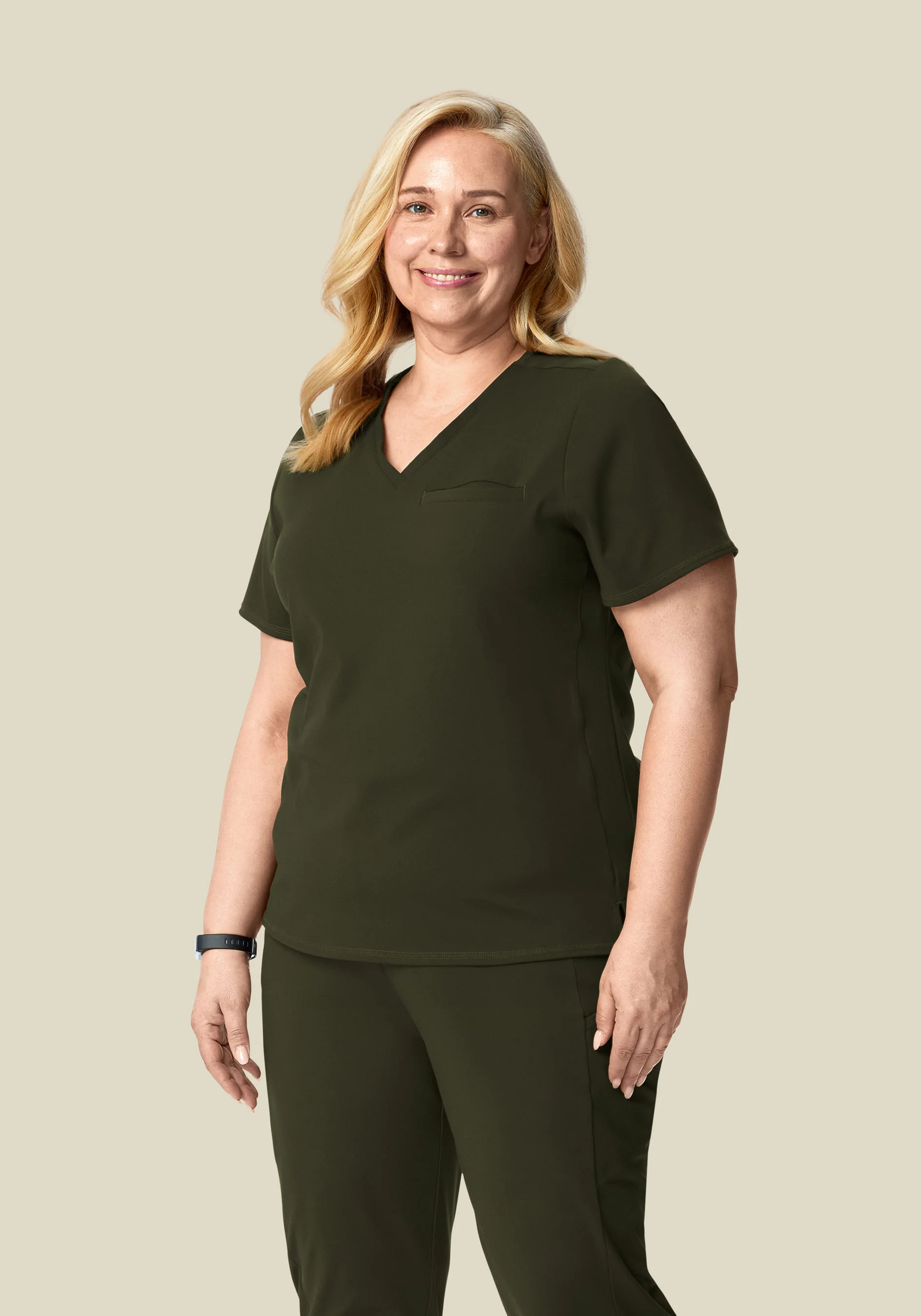 Soft Stretch Chest Pocket Top Olive - Image 5