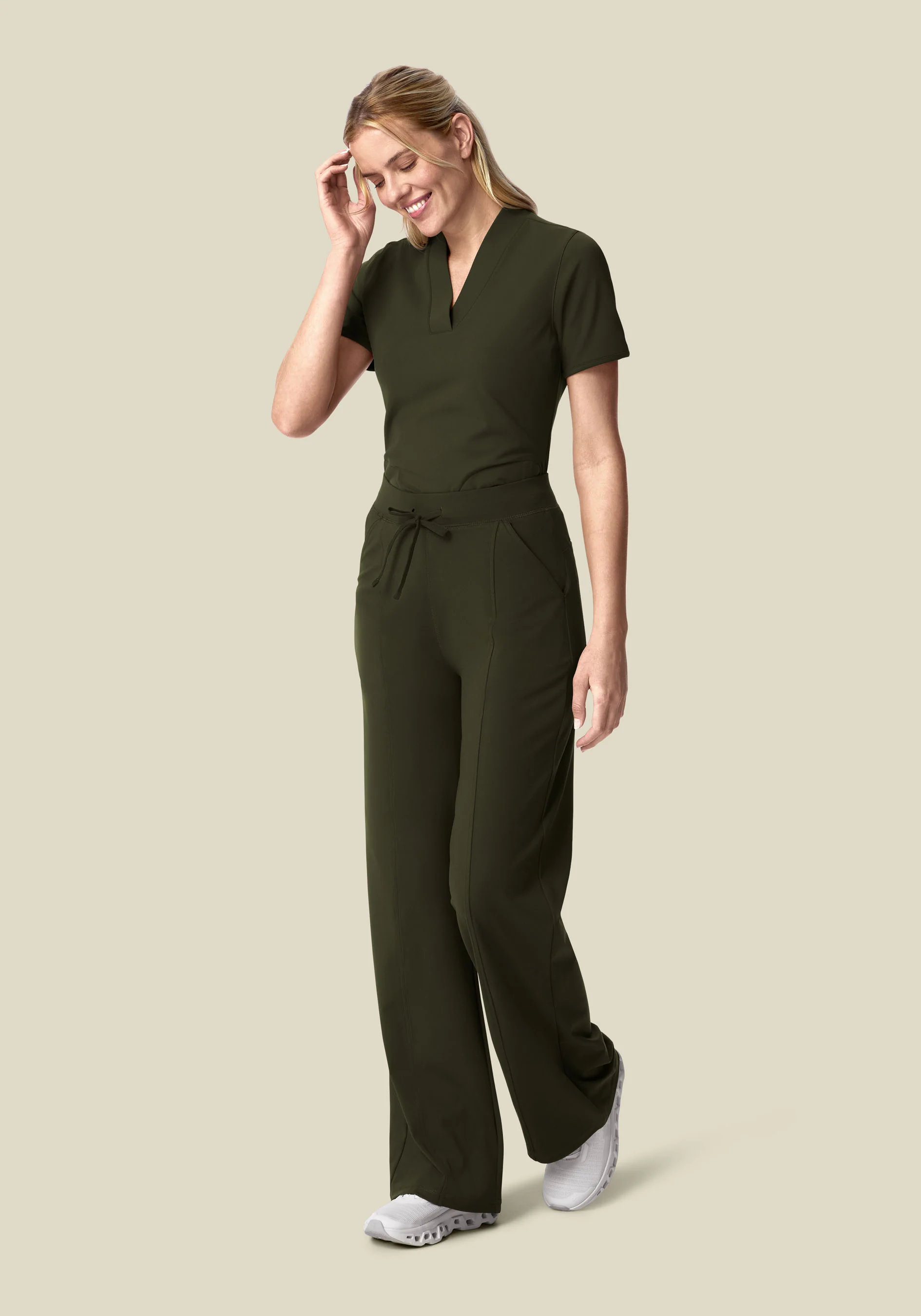 Soft Stretch High Waisted Wide Leg Olive - Image 4