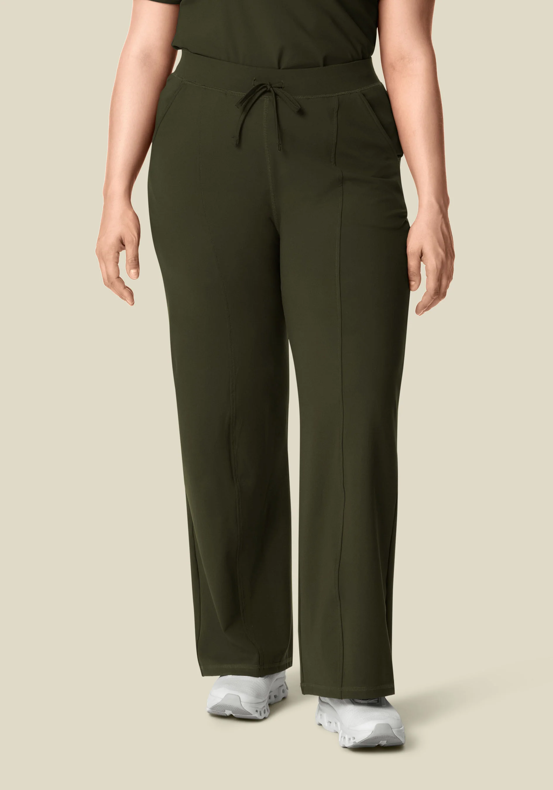 Soft Stretch High Waisted Wide Leg Olive - Image 5