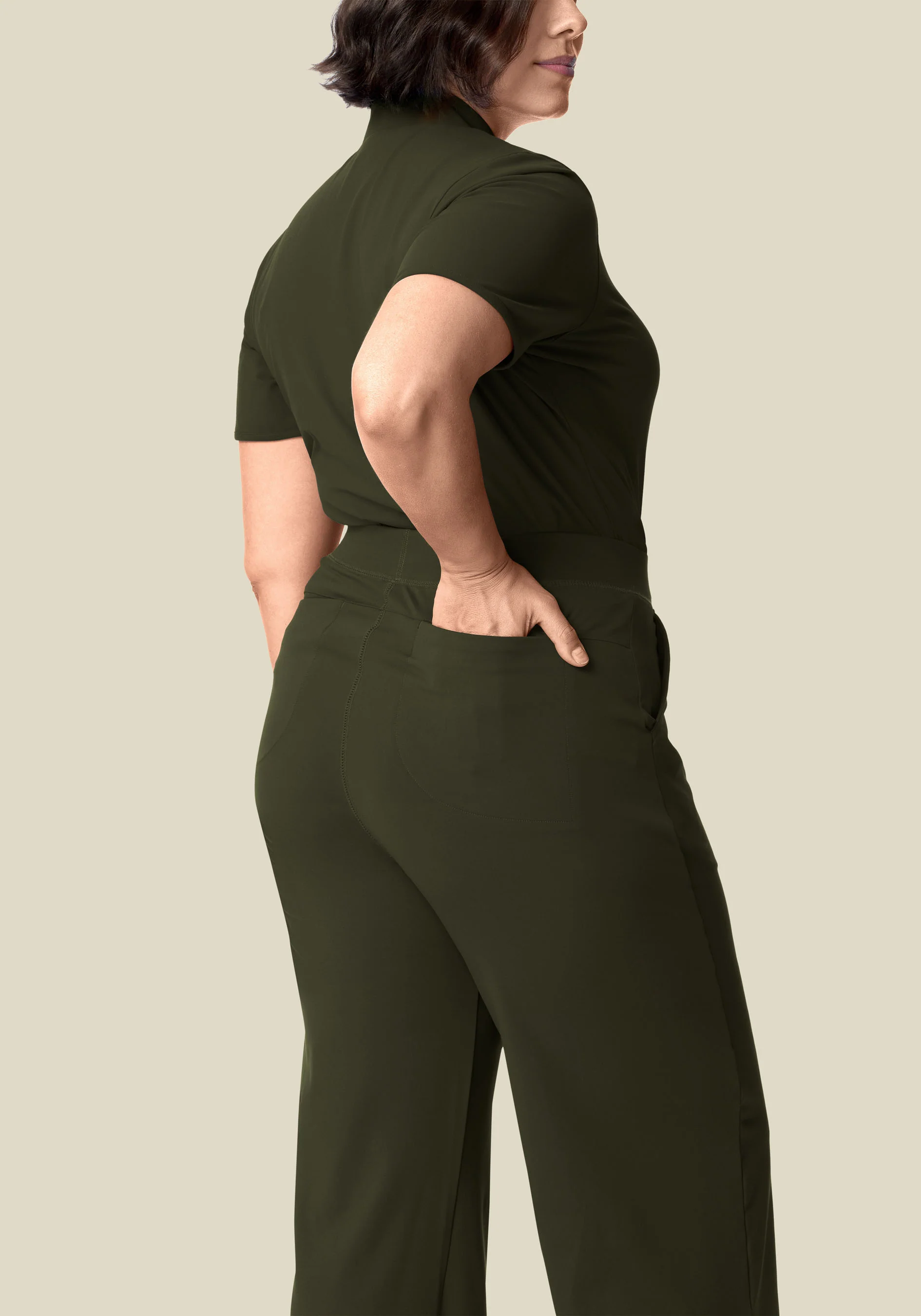 Soft Stretch High Waisted Wide Leg Olive - Image 6