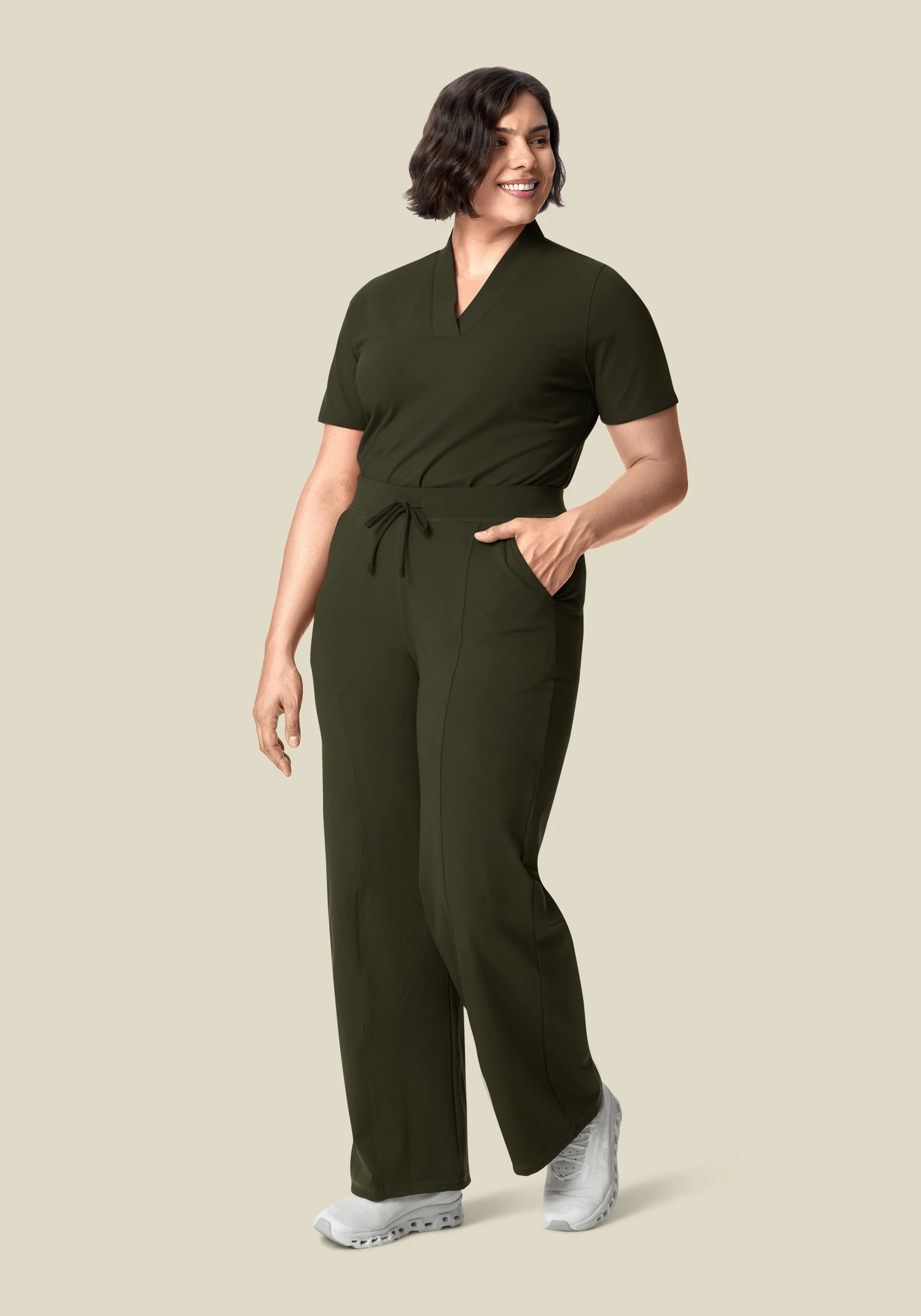 Soft Stretch High Waisted Wide Leg Olive - Image 7