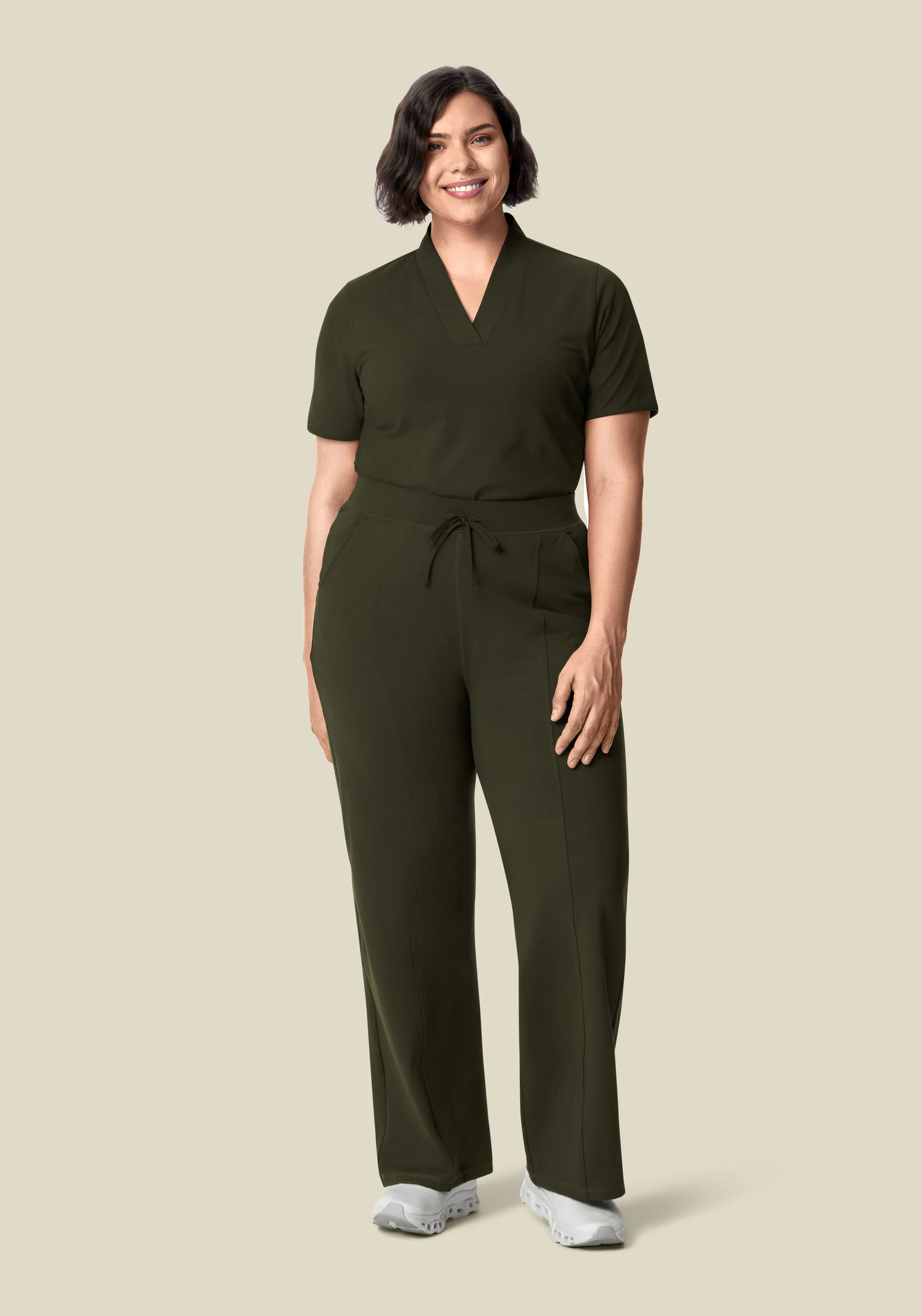 Soft Stretch High Waisted Wide Leg Olive - Image 8