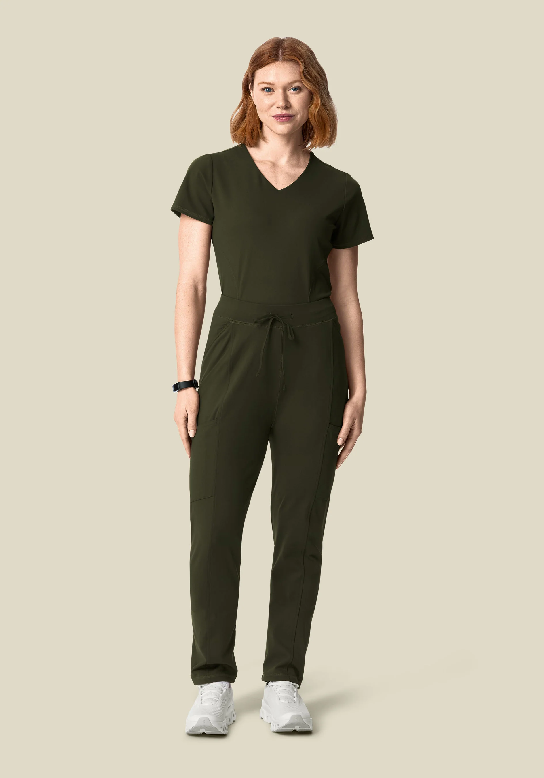 Soft Stretch V-Neck Top Olive - Image 3