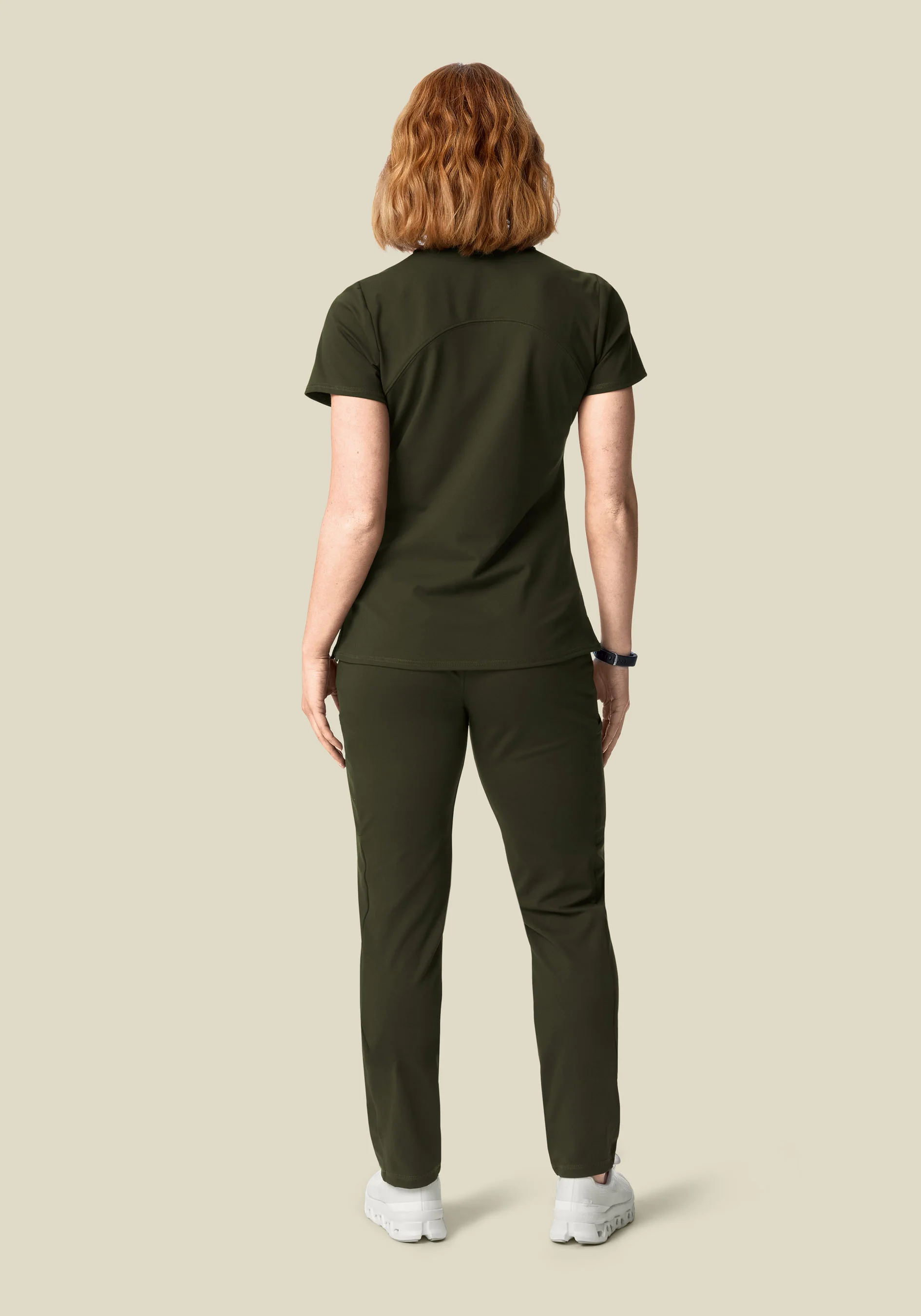 Soft Stretch V-Neck Top Olive - Image 4