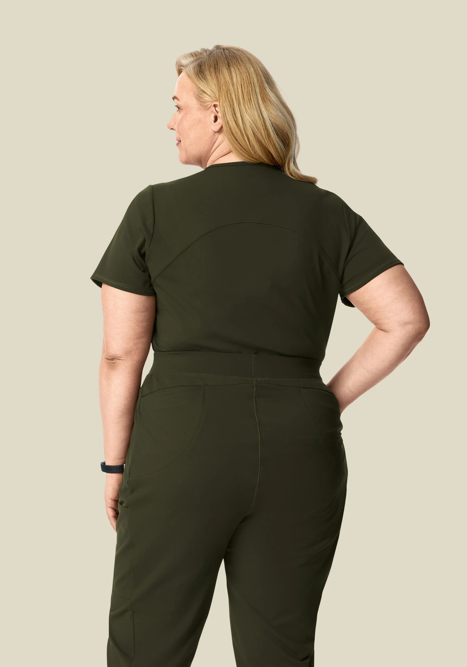 Soft Stretch V-Neck Top Olive - Image 6