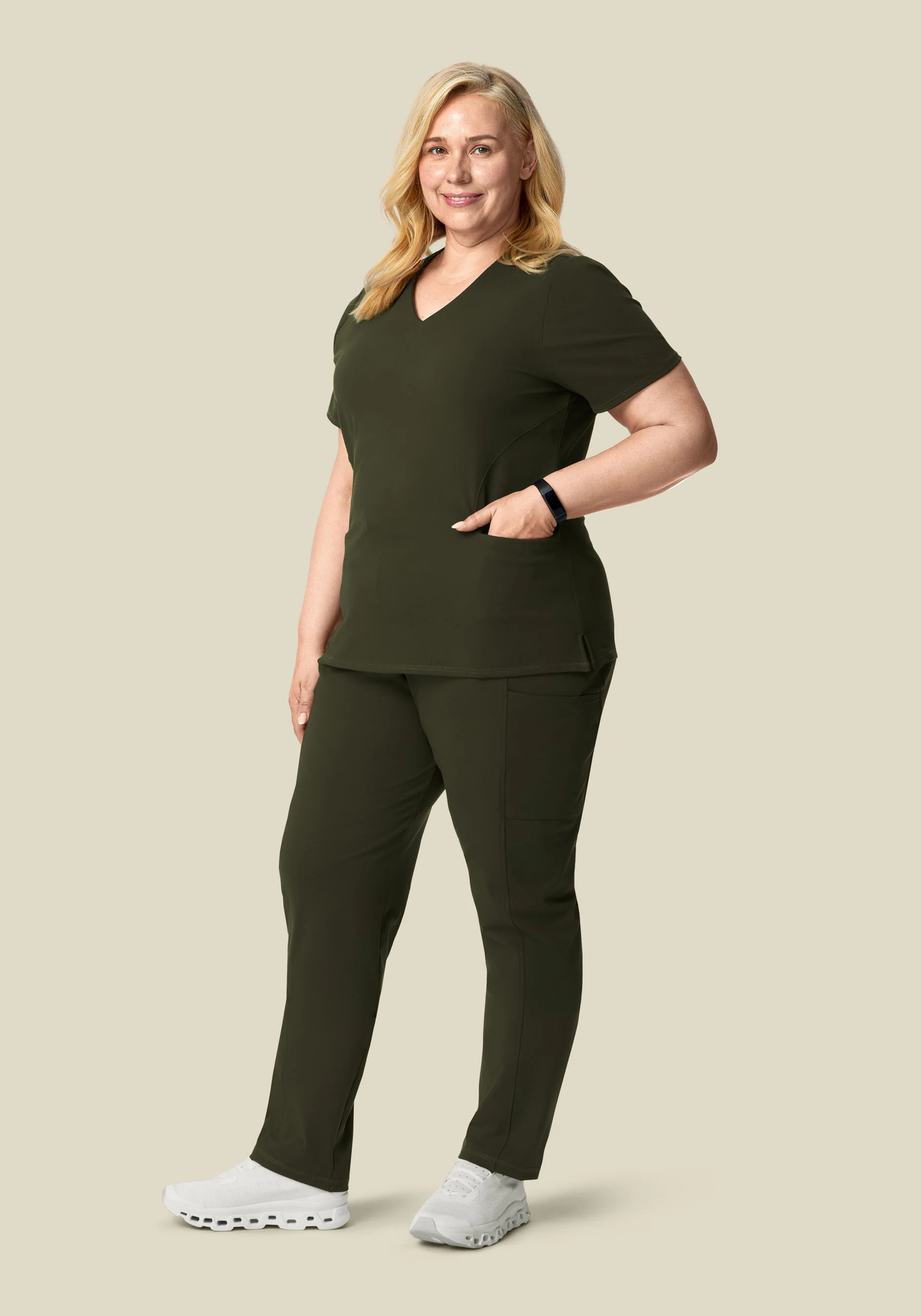Soft Stretch V-Neck Top Olive - Image 7
