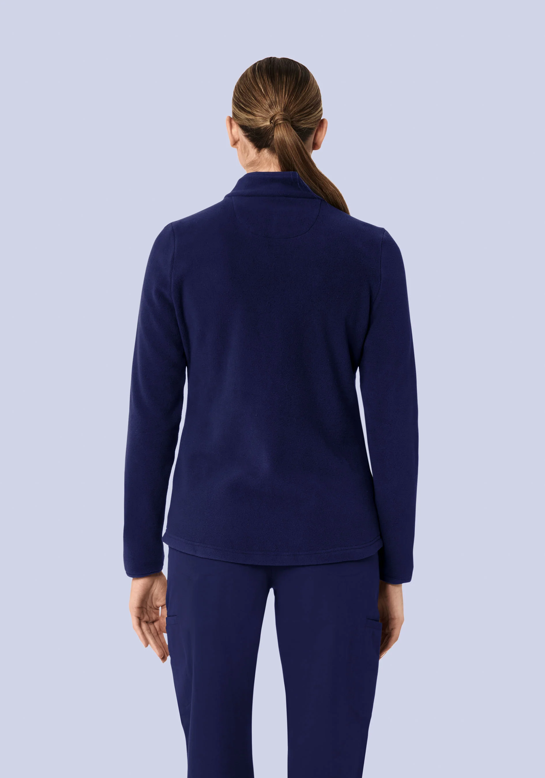 Women's Fleece Scrub Jacket Navy - Image 5