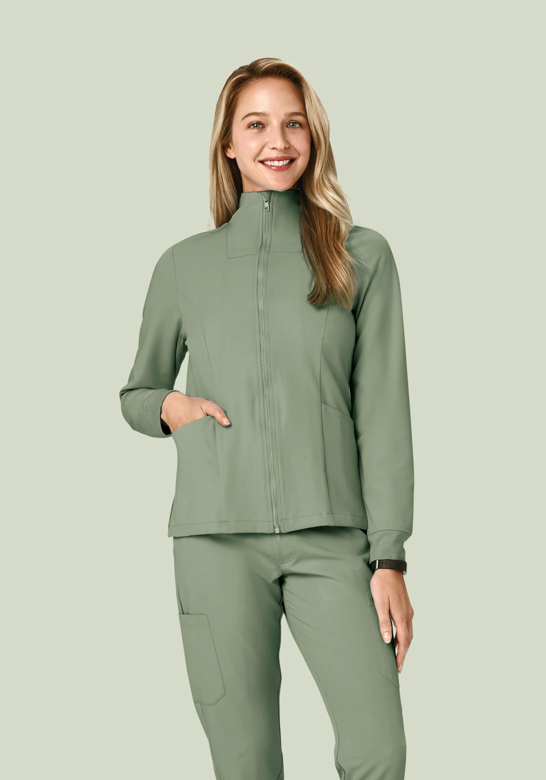 Women's Modern Scrub Jacket Cool Sage - Image 4
