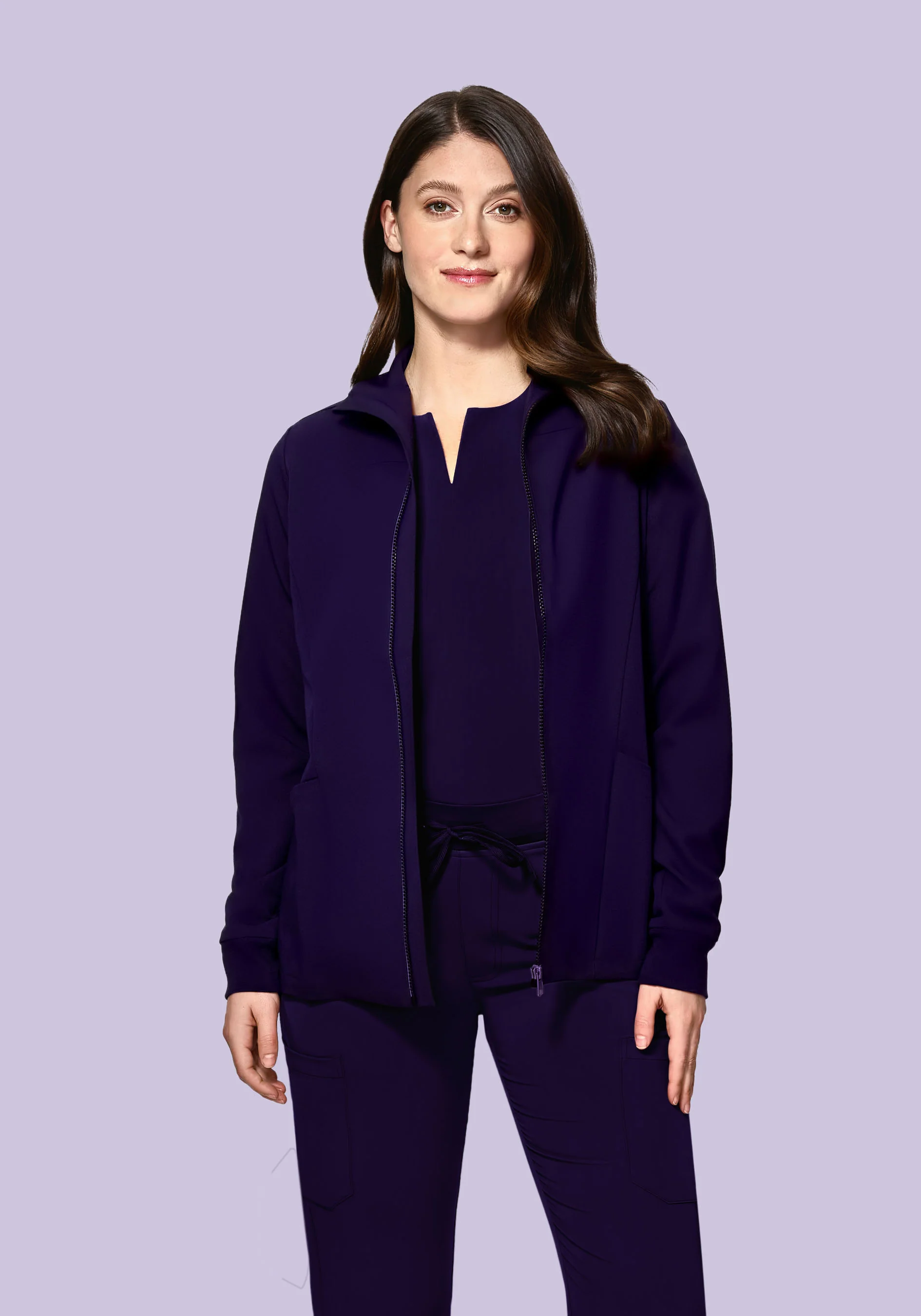 Women's Modern Scrub Jacket Eggplant - Image 2