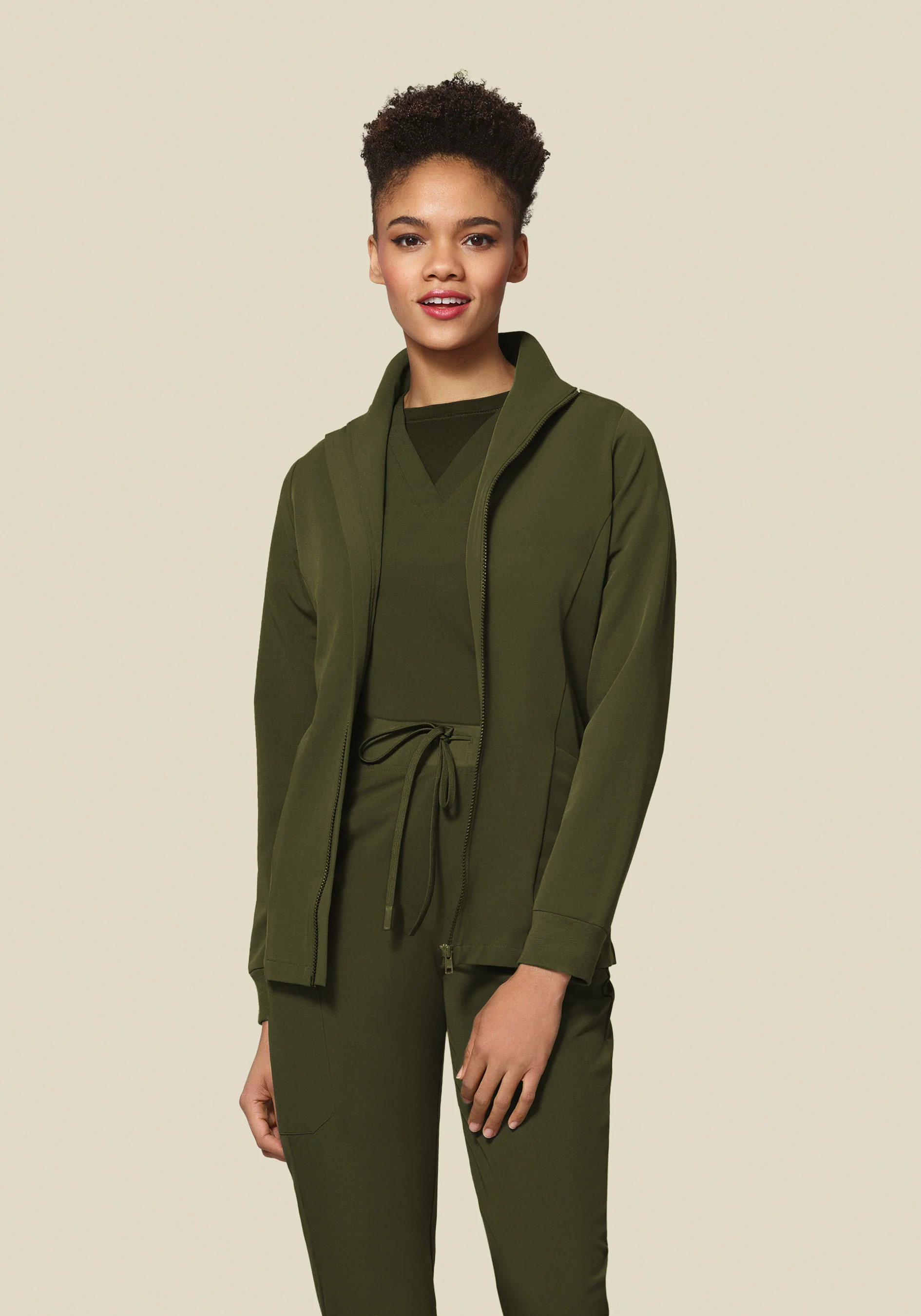 Women's Modern Scrub Jacket Olive - Image 2