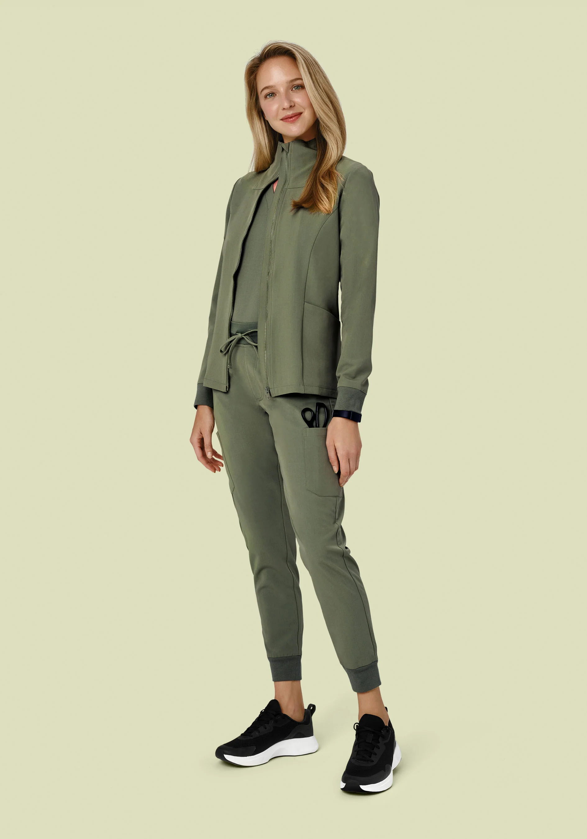 Women's Modern Scrub Jacket Sage - Image 4