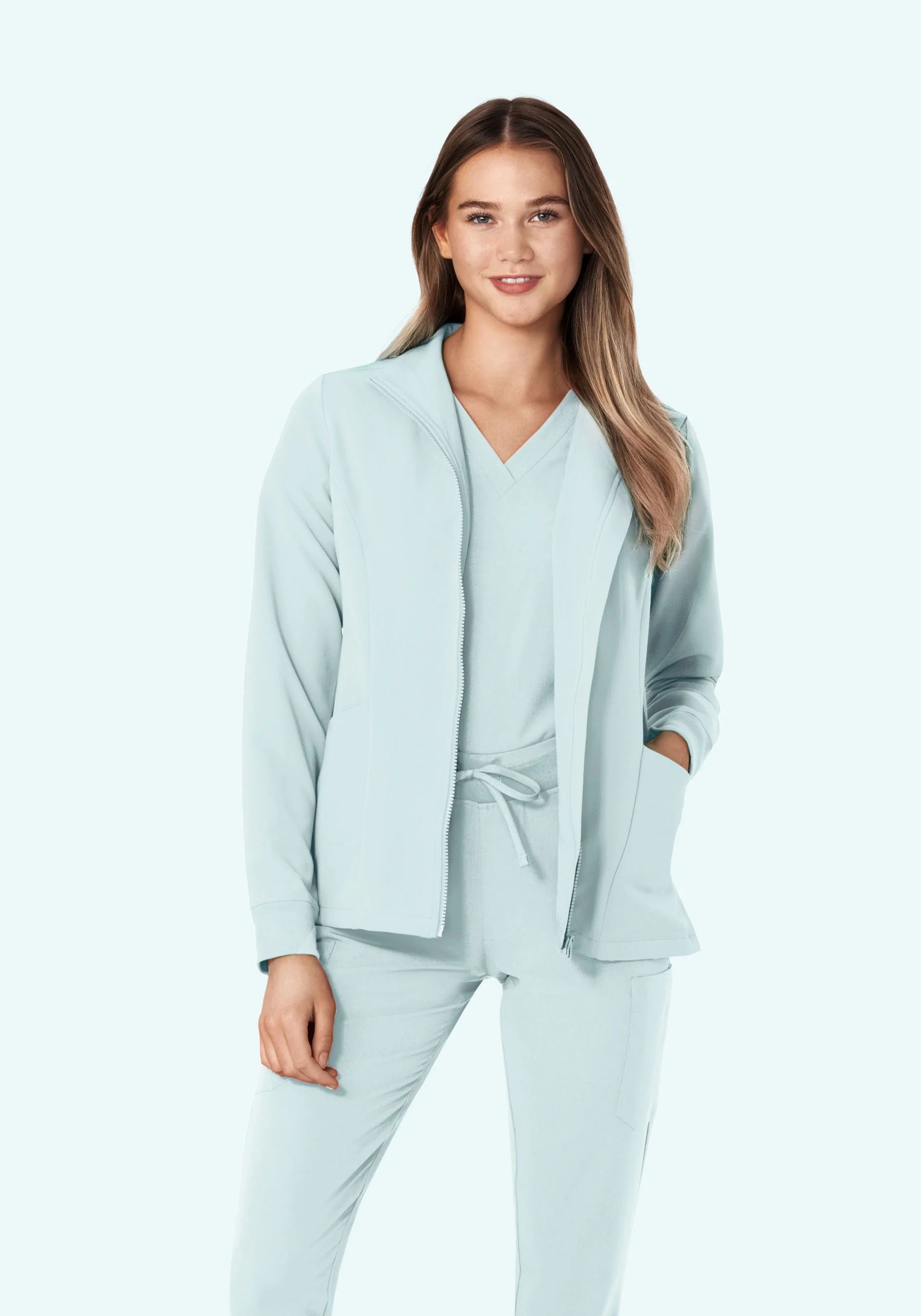 Women's Modern Scrub Jacket Sky - Image 2