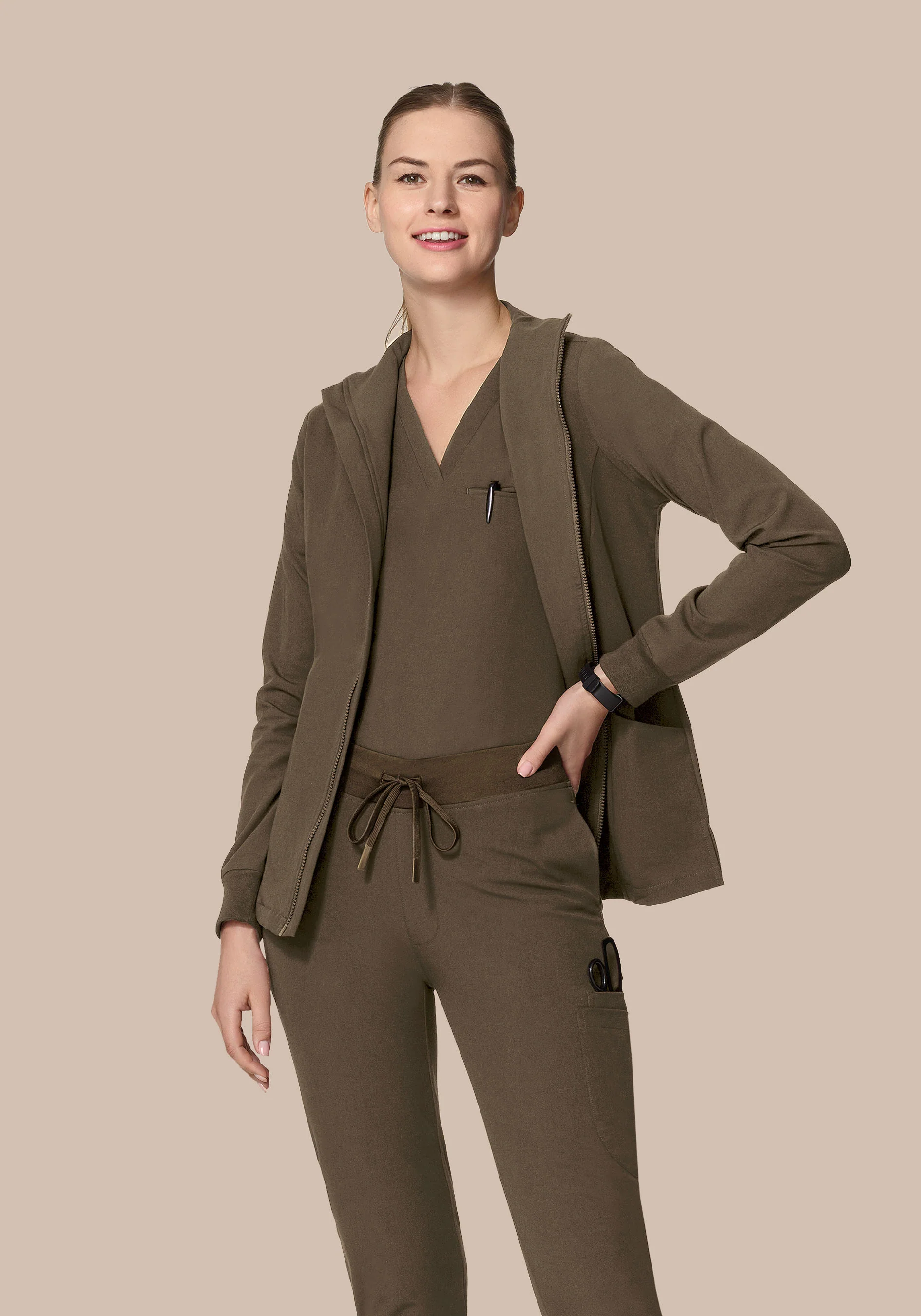 Women's Modern Scrub Jacket Truffle - Image 2