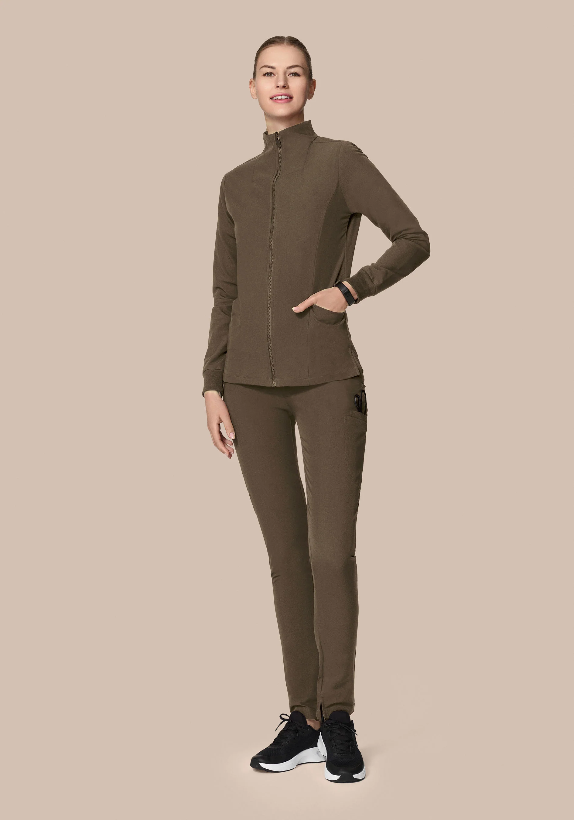 Women's Modern Scrub Jacket Truffle - Image 4