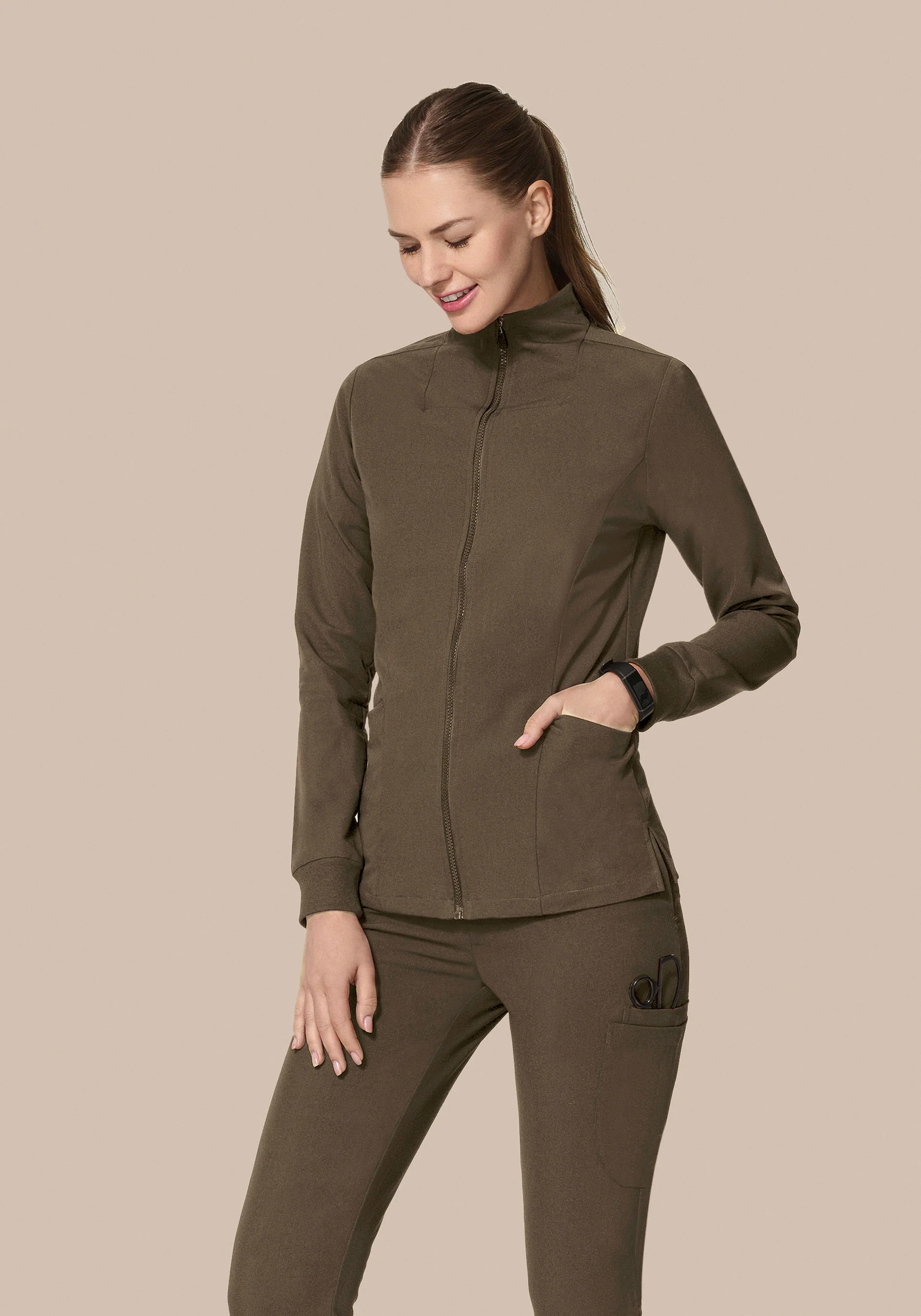 Women's Modern Scrub Jacket Truffle - Image 5